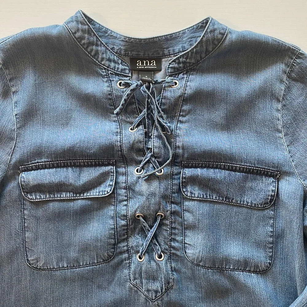 a.n.a lace up denim shirt - Picture 5 of 7